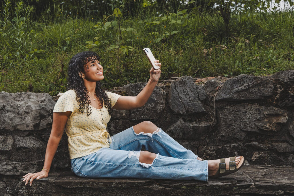 I William Blount senior poses at Maryville college for senior pictures
