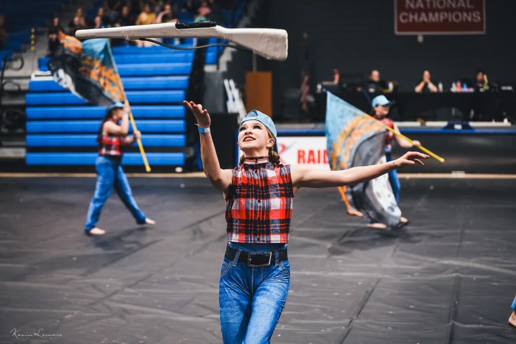 HIPE Blue Heritage indoor performance ensemble performing in a 2026 ETPAA competition at Roane State community college
